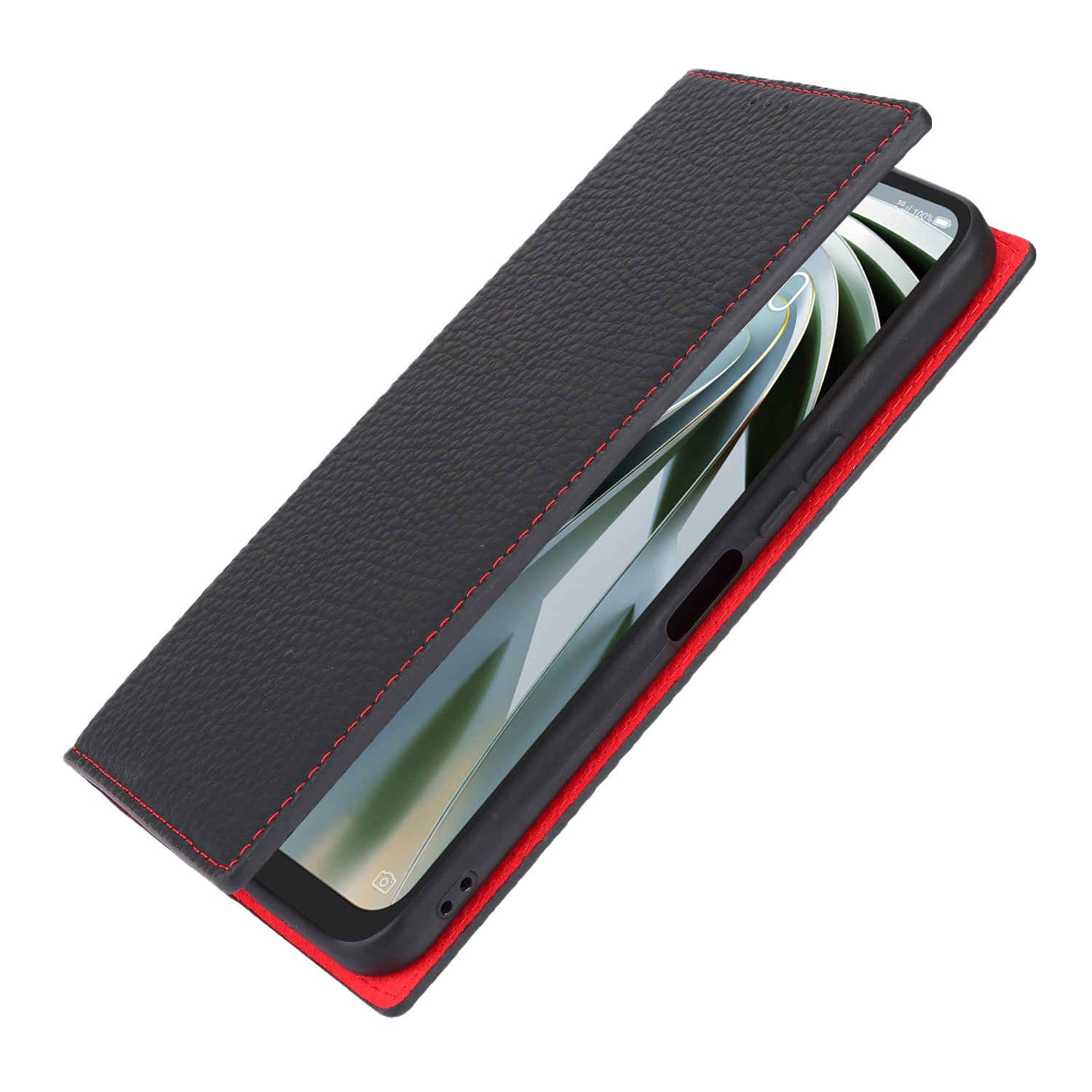 For ZTE Libero 5G IV Case Genuine Cow Leather Litchi Texture Flip Phone Cover