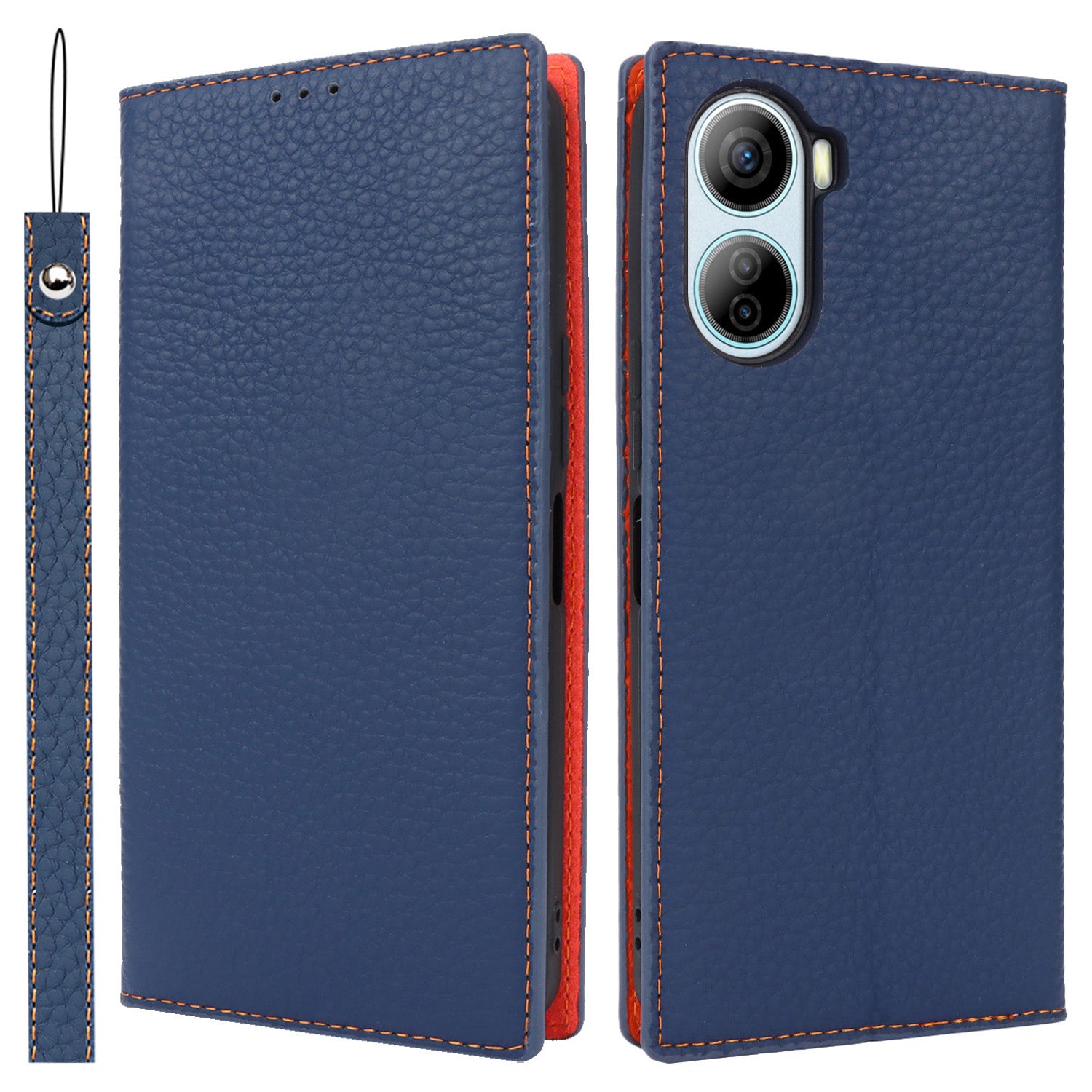 For ZTE Libero 5G IV Case Genuine Cow Leather Litchi Texture Flip Phone Cover