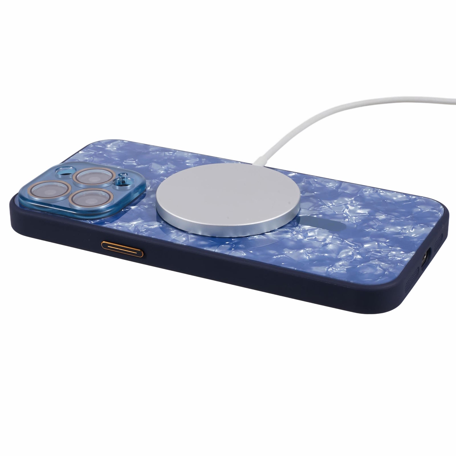 YUX Series For iPhone 15 Magnetic Phone Case Cracked Ice Pattern Anti-drop Cover Compatible with MagSafe
