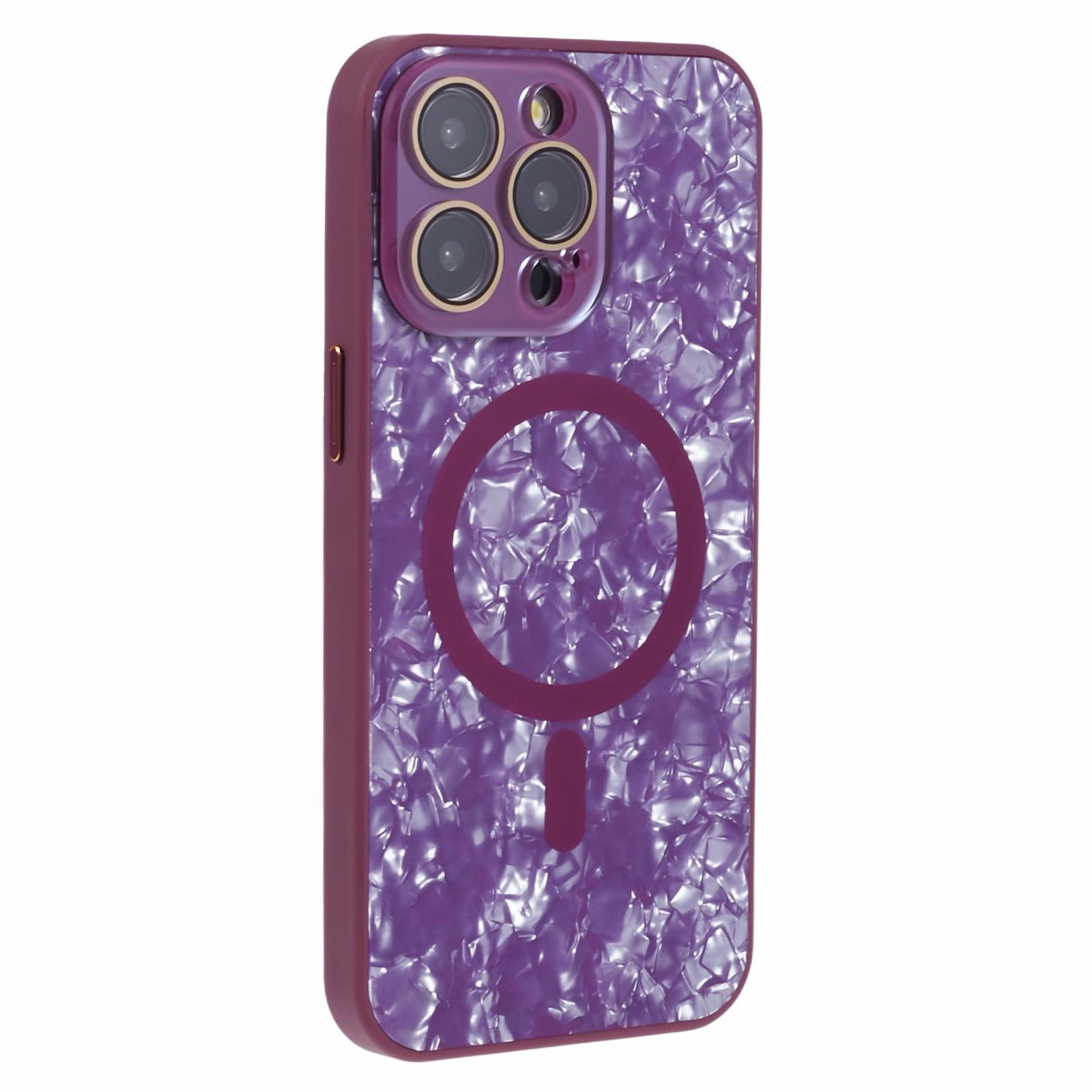 YUX Series For iPhone 15 Magnetic Phone Case Cracked Ice Pattern Anti-drop Cover Compatible with MagSafe