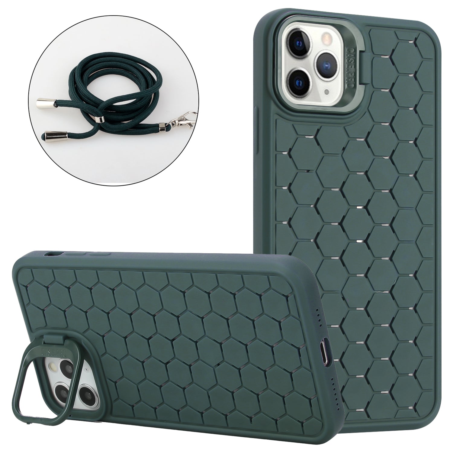 For iPhone 11 Pro Max Magnetic Case Crossbody Strap TPU Breathable Phone Cover