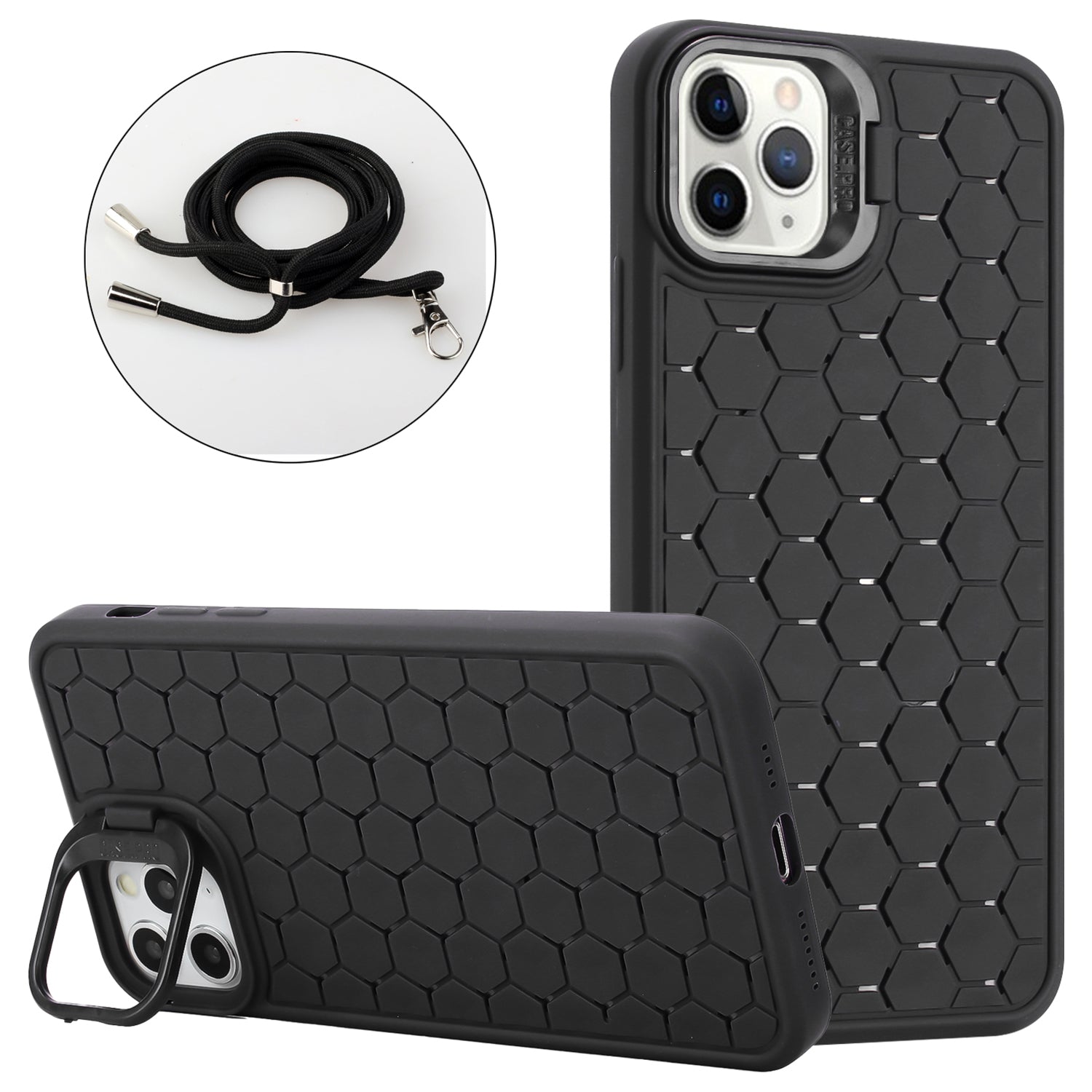For iPhone 11 Pro Max Magnetic Case Crossbody Strap TPU Breathable Phone Cover