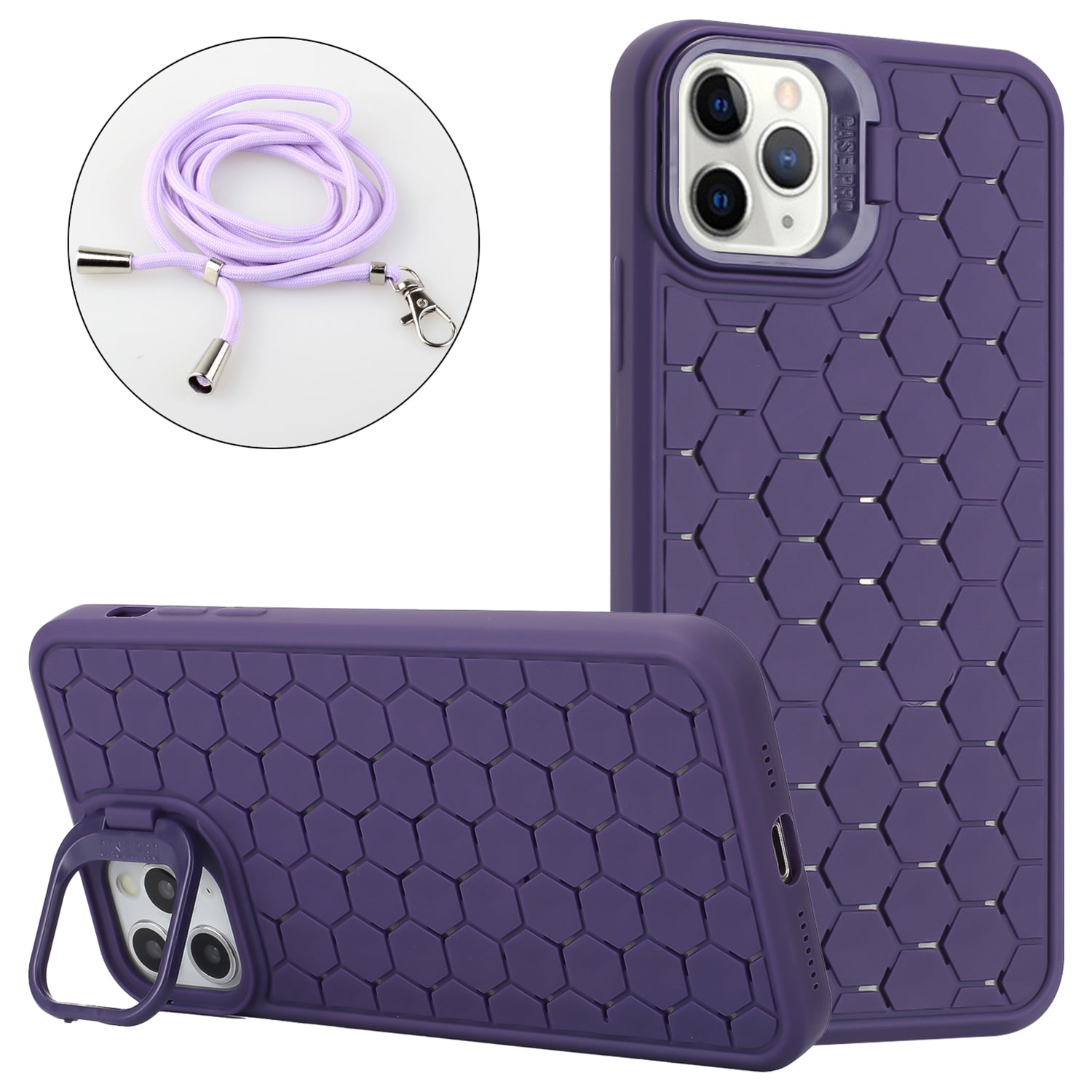 For iPhone 11 Pro Max Magnetic Case Crossbody Strap TPU Breathable Phone Cover