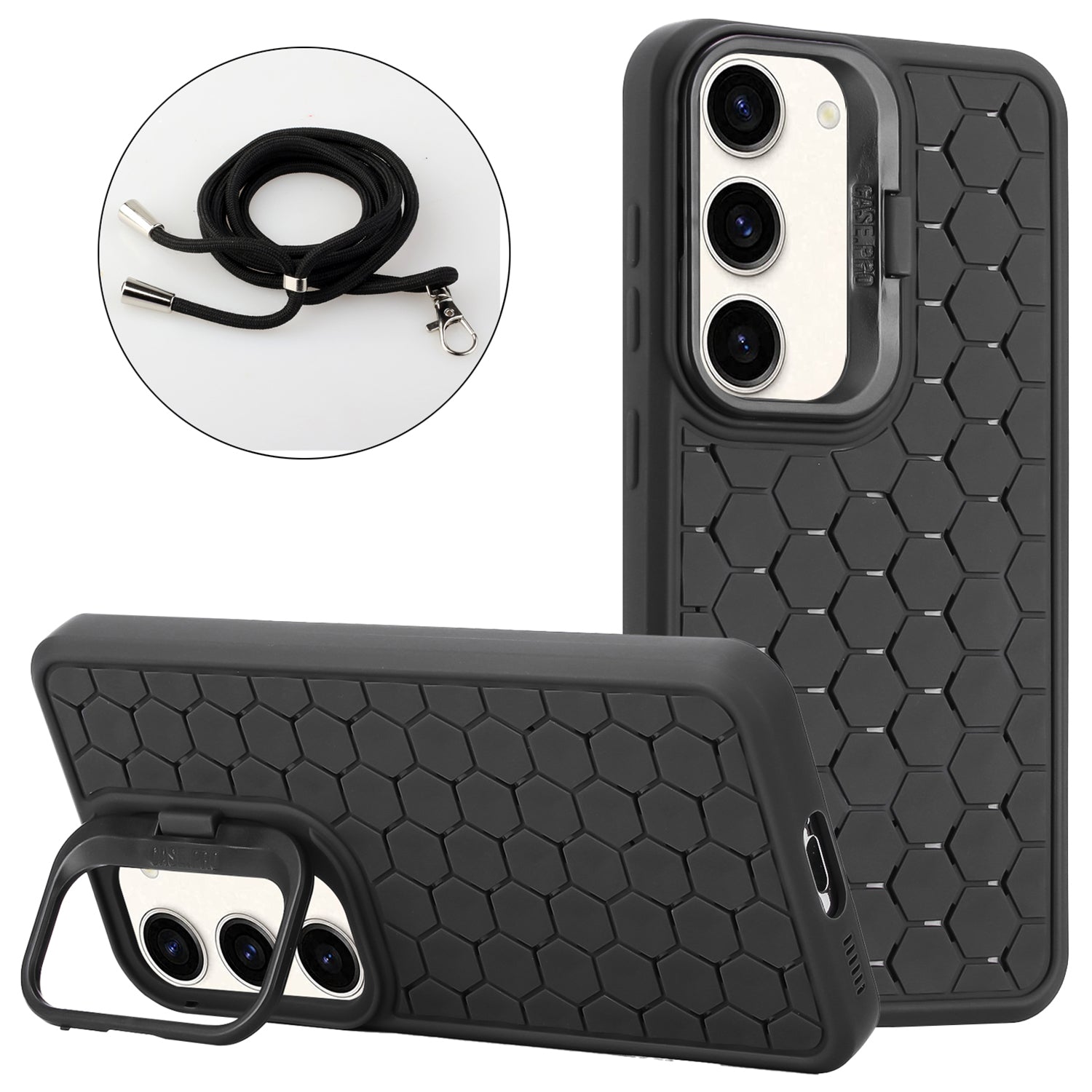 For Samsung Galaxy S23+ TPU Case Breathable Magnetic Phone Cover with Kickstand / Adjustable Lanyard