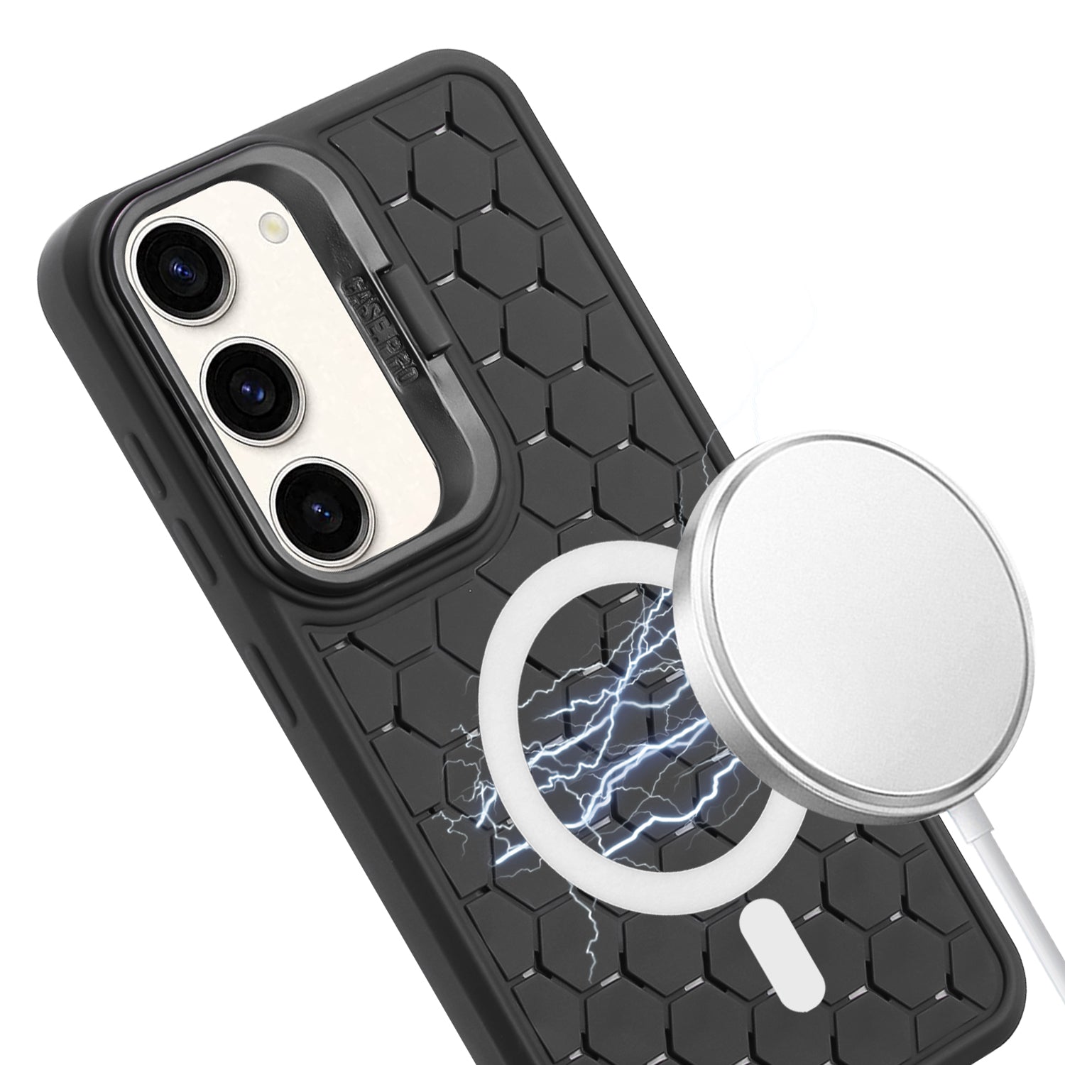For Samsung Galaxy S23+ TPU Case Breathable Magnetic Phone Cover with Kickstand / Adjustable Lanyard