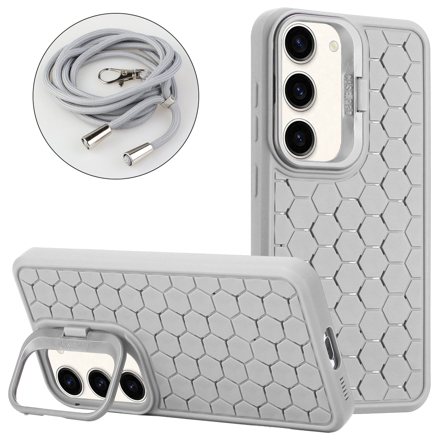 For Samsung Galaxy S23+ TPU Case Breathable Magnetic Phone Cover with Kickstand / Adjustable Lanyard