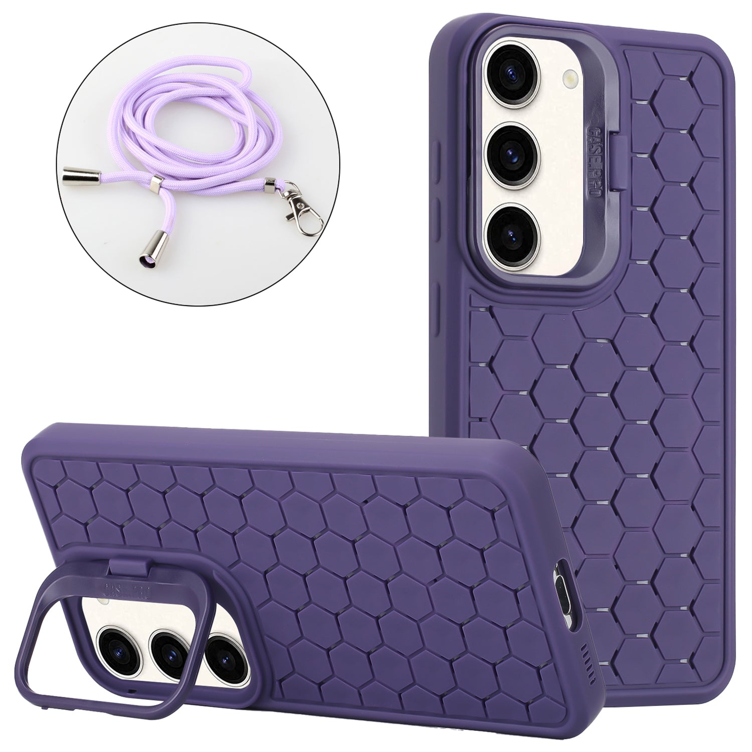 For Samsung Galaxy S23+ TPU Case Breathable Magnetic Phone Cover with Kickstand / Adjustable Lanyard