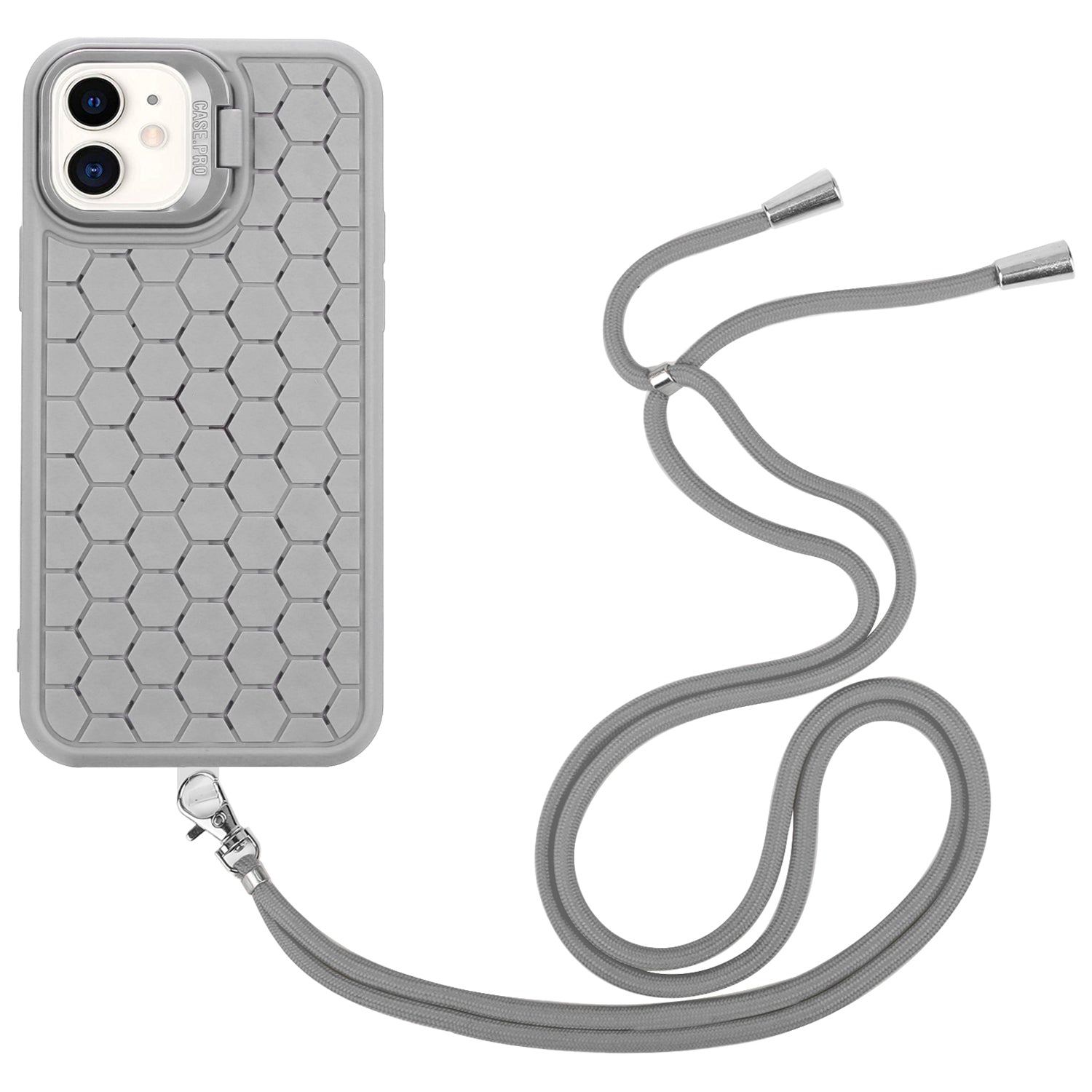 For iPhone 12 Magnetic Case Lens Frame Kickstand Heat Dissipation TPU Cover with Lanyard