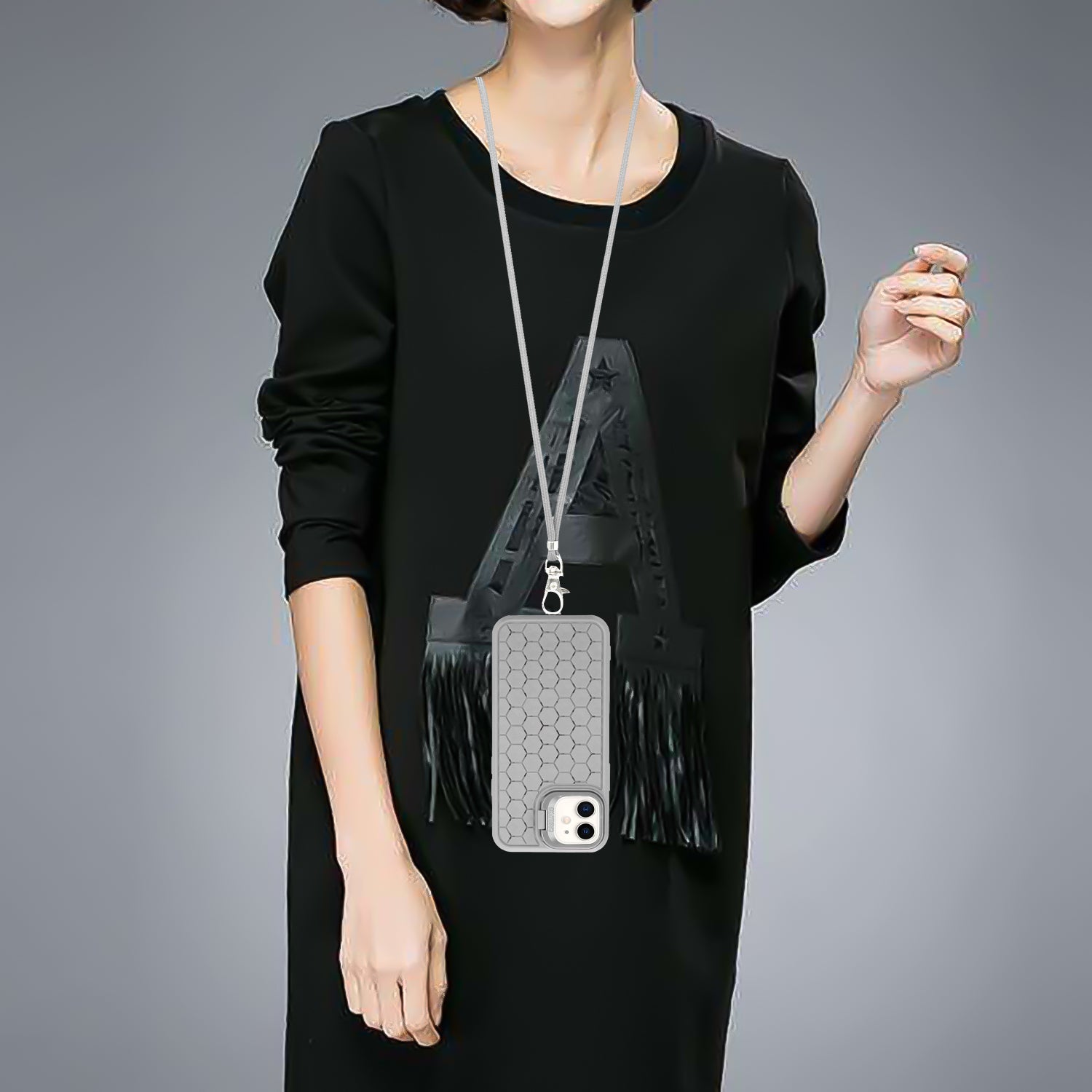 For iPhone 12 Magnetic Case Lens Frame Kickstand Heat Dissipation TPU Cover with Lanyard