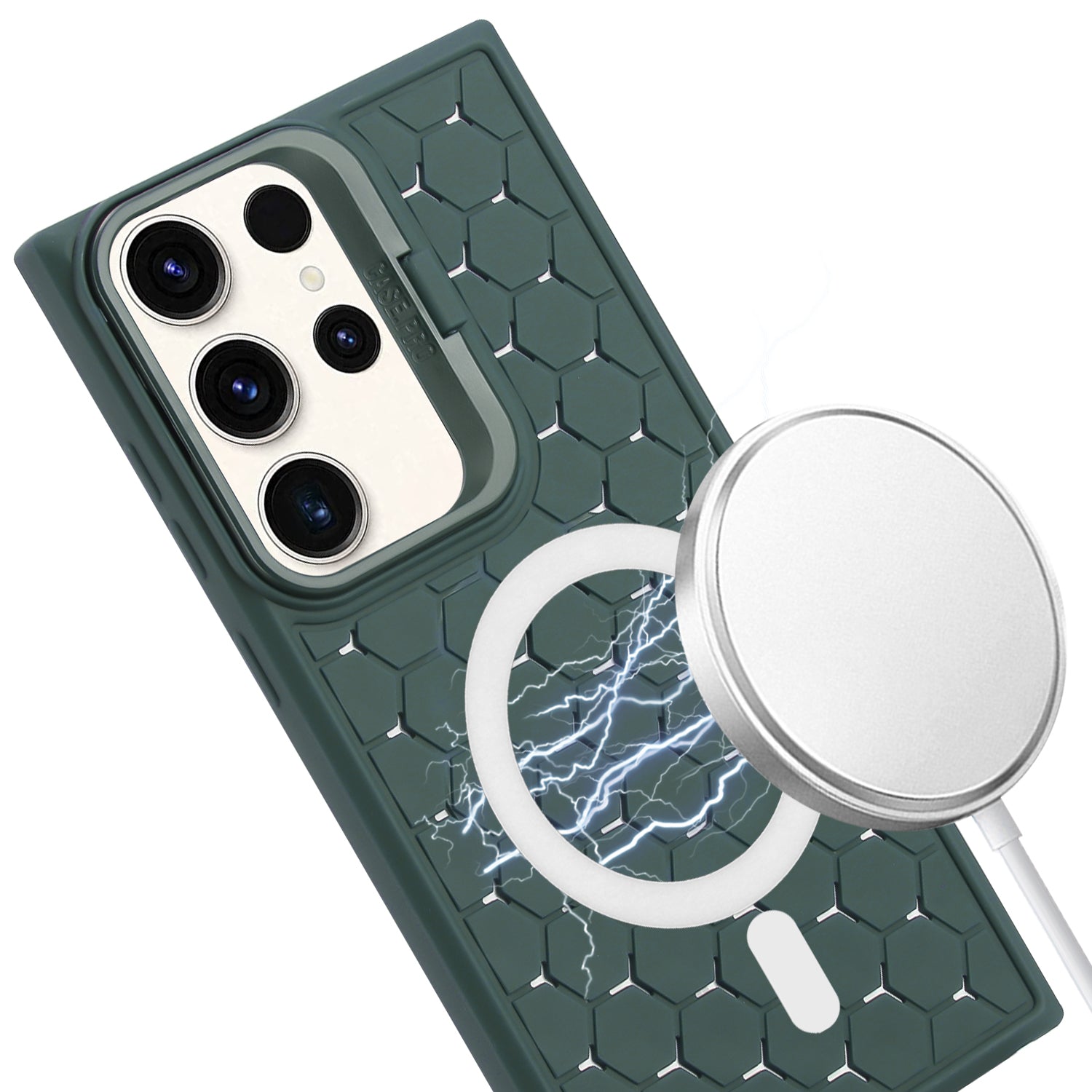 For Samsung Galaxy S23 Ultra Magnetic Case Kickstand TPU Phone Cover with Lanyard
