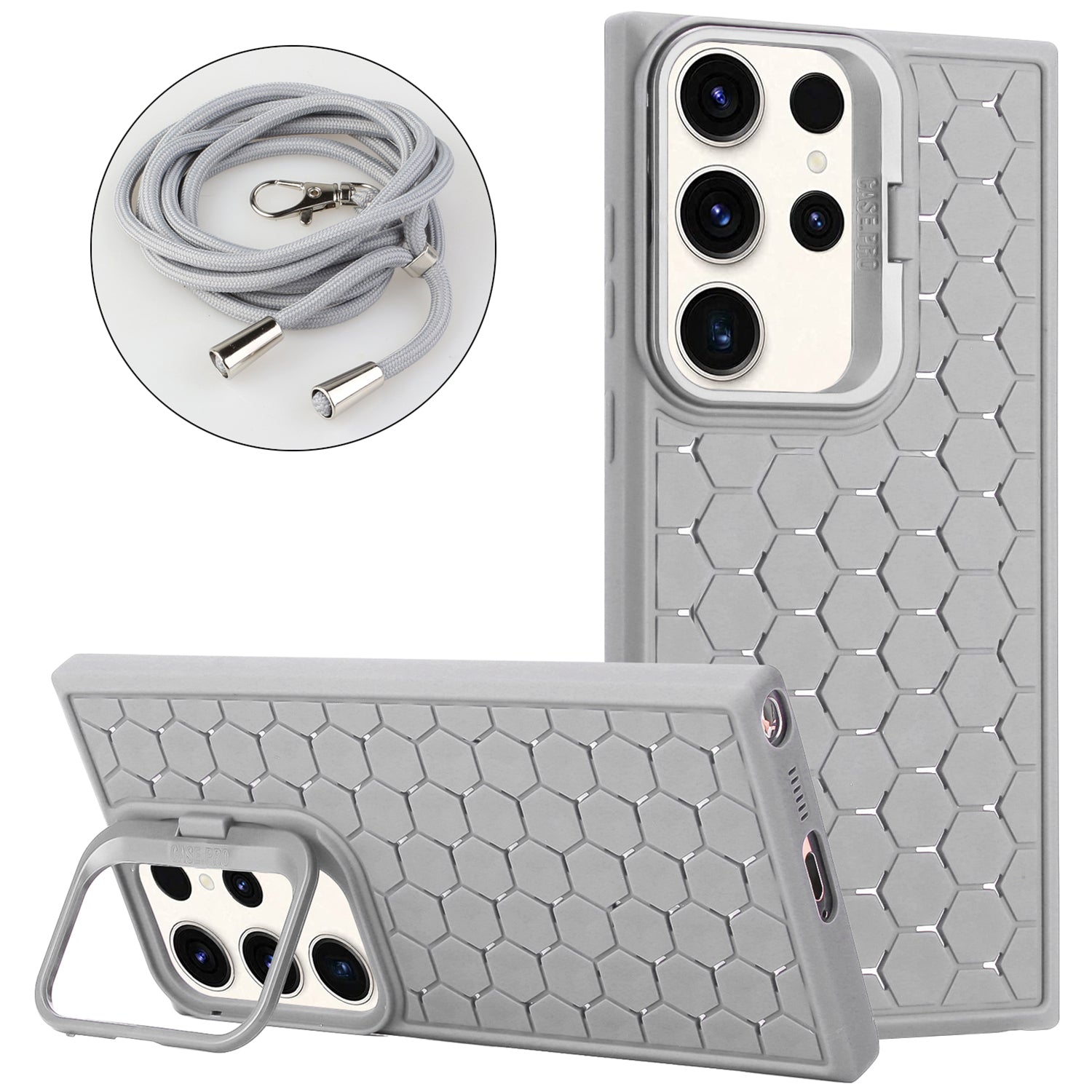 For Samsung Galaxy S23 Ultra Magnetic Case Kickstand TPU Phone Cover with Lanyard