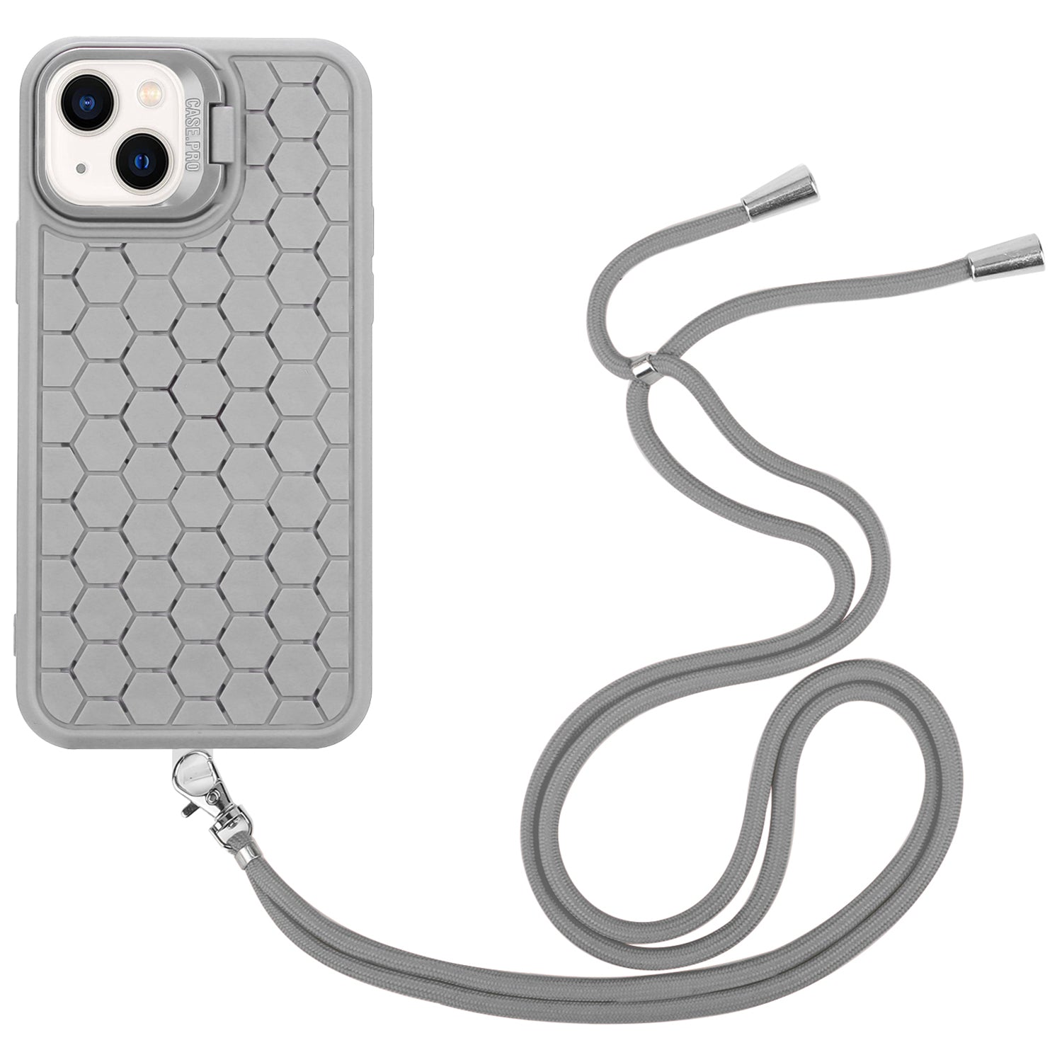 For iPhone 14 TPU Case Kickstand Heat Dissipation Magnetic Phone Cover with Lanyard