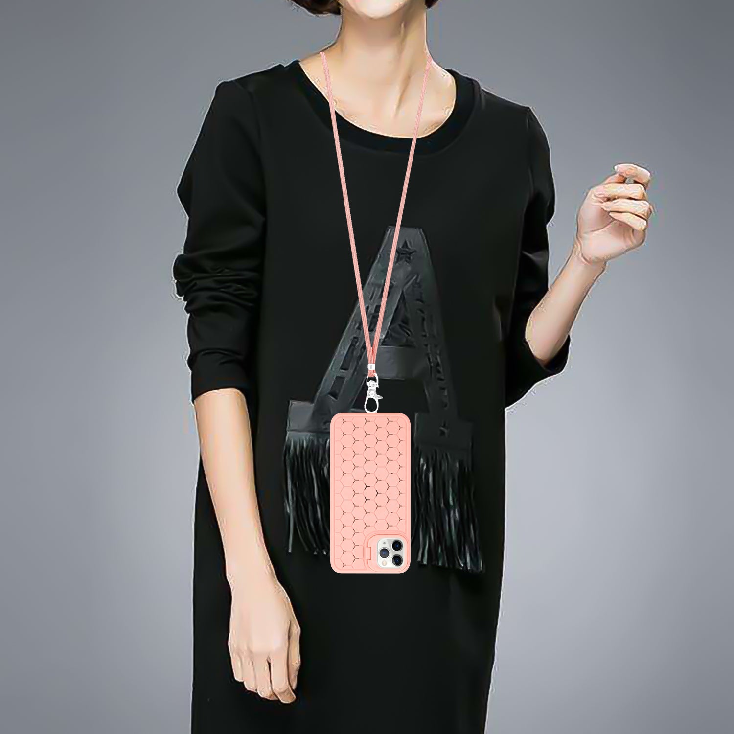 For iPhone 14 Pro Kickstand Case Heat Dissipation Magnetic TPU Phone Cover with Lanyard