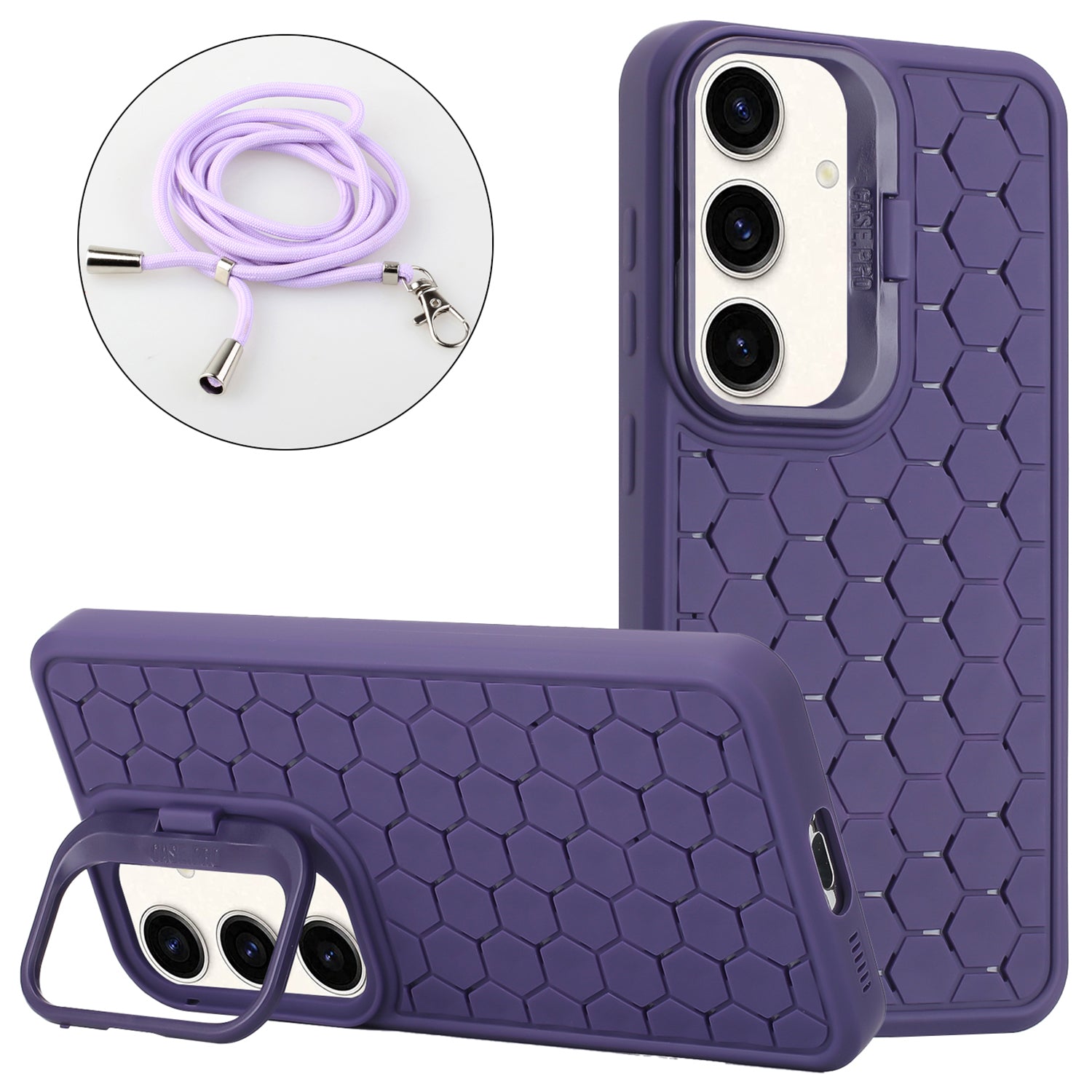 For Samsung Galaxy S24 TPU Case Heat Dissipation Magnetic Phone Cover with Lanyard / Kickstand