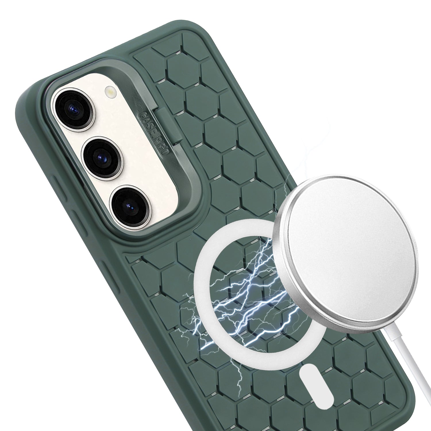 For Samsung Galaxy S23+ Magnetic Case Breathable TPU Phone Cover with Invisible Kickstand