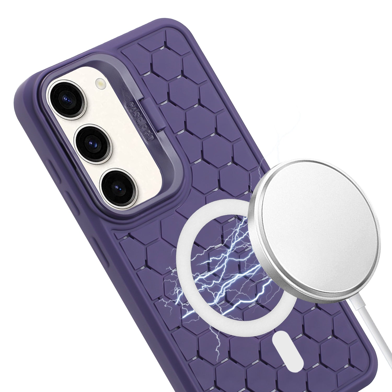 For Samsung Galaxy S23 Magnetic Case Kickstand TPU Phone Cover Honeycomb Texture Heat Dissipation
