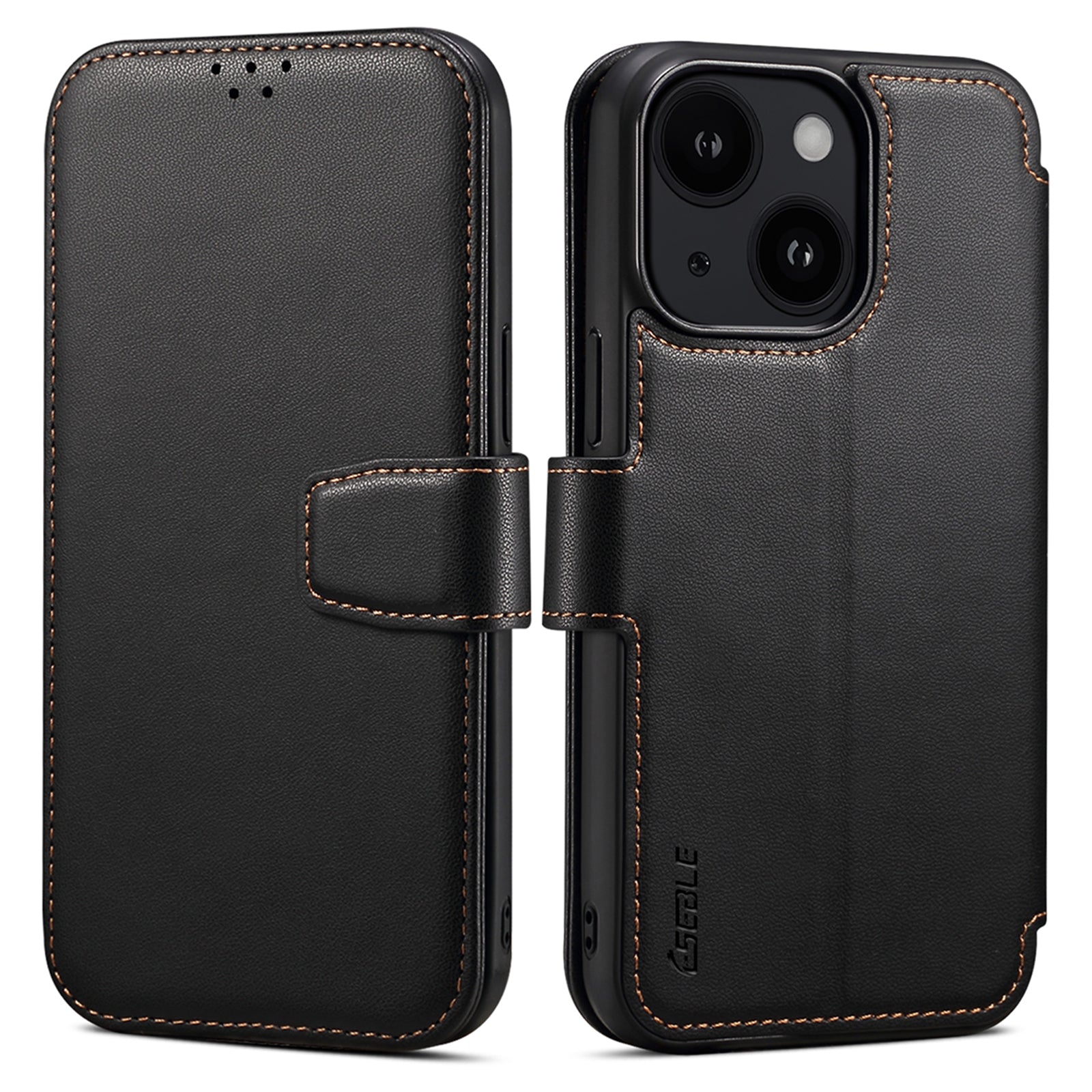 E1 For iPhone 14 Plus / 15 Plus Cover Magnetic Leather Stand Cell Phone Case Compatible with MagSafe