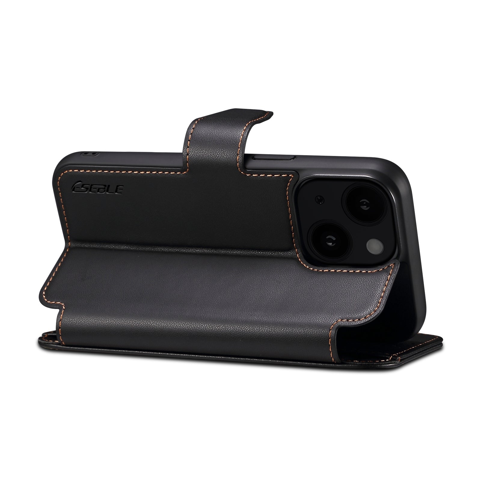 E1 For iPhone 14 Plus / 15 Plus Cover Magnetic Leather Stand Cell Phone Case Compatible with MagSafe