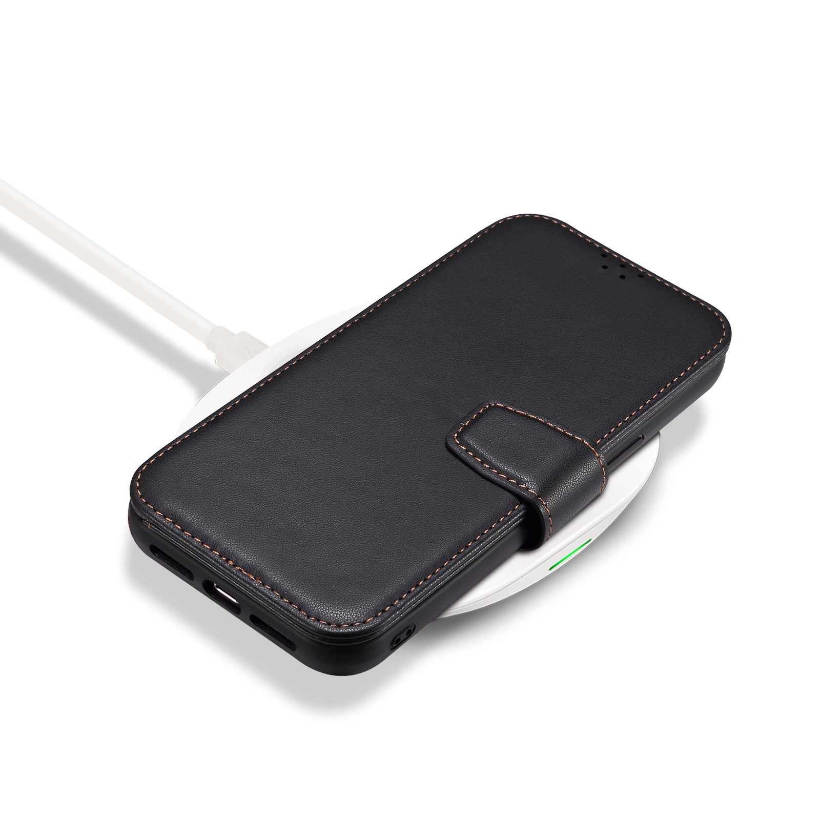 E1 For iPhone 14 Plus / 15 Plus Cover Magnetic Leather Stand Cell Phone Case Compatible with MagSafe