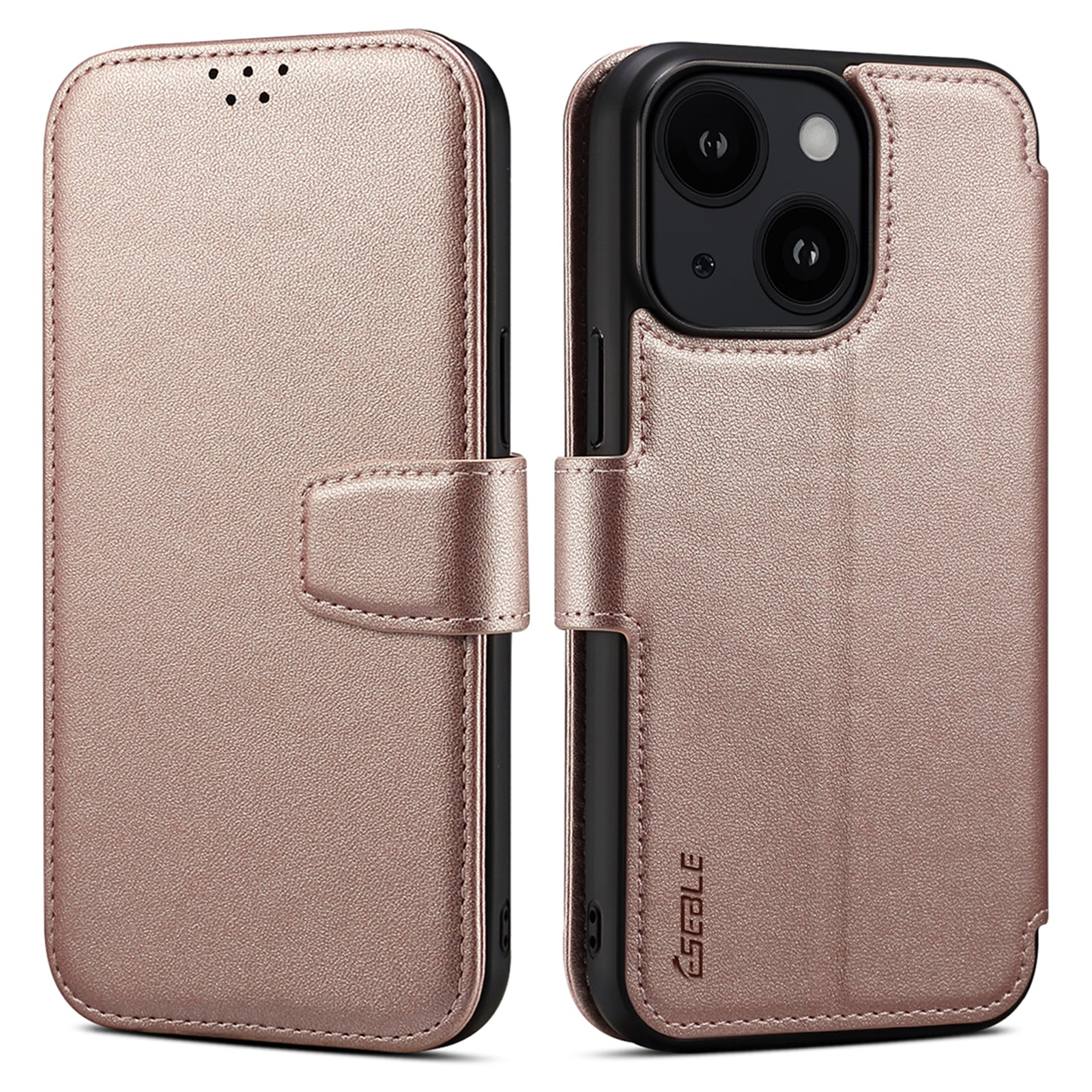 E1 For iPhone 14 Plus / 15 Plus Cover Magnetic Leather Stand Cell Phone Case Compatible with MagSafe