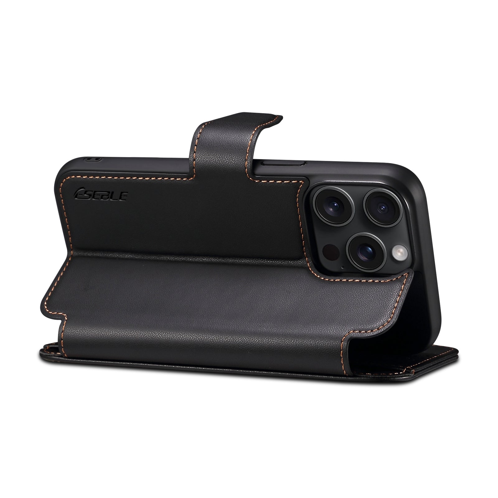 E1 For iPhone 14 Pro Max Case Compatible with MagSafe Nappa Texture Leather Wallet Stand Phone Cover