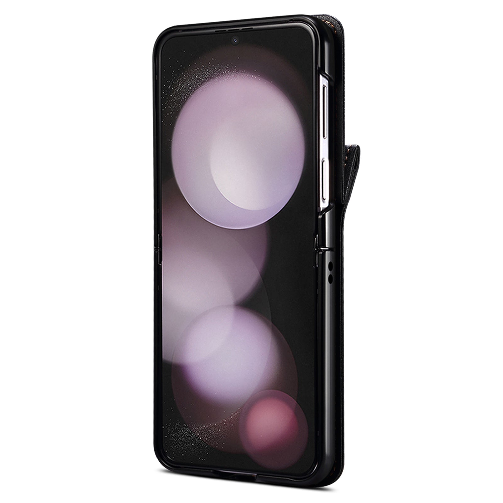 For Samsung Galaxy Z Flip4 5G Phone Case PU Leather+PC Phone Cover with Strap