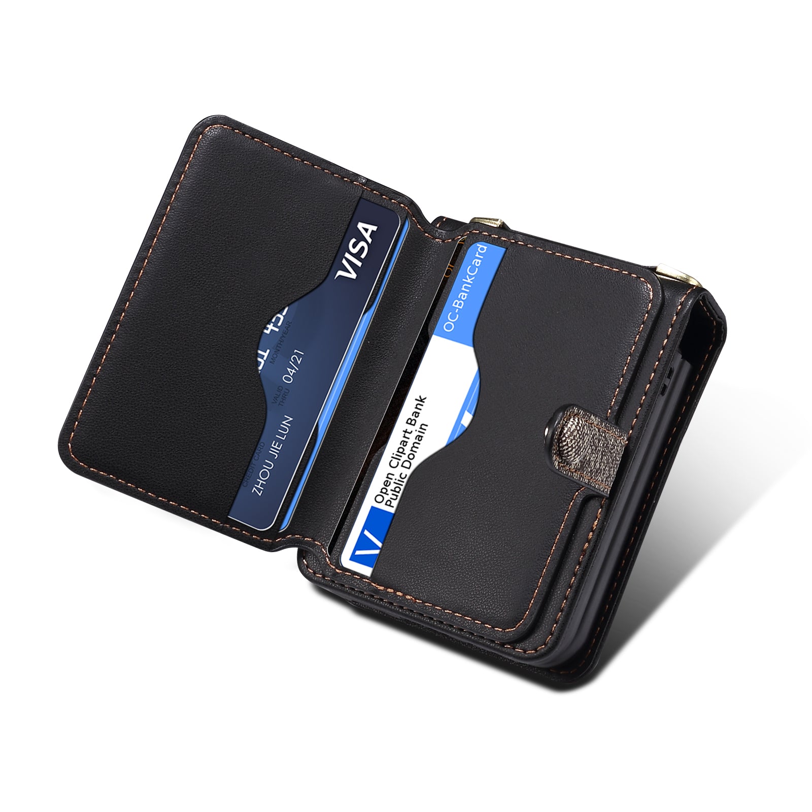 For Samsung Galaxy Z Flip4 5G Phone Case PU Leather+PC Phone Cover with Strap