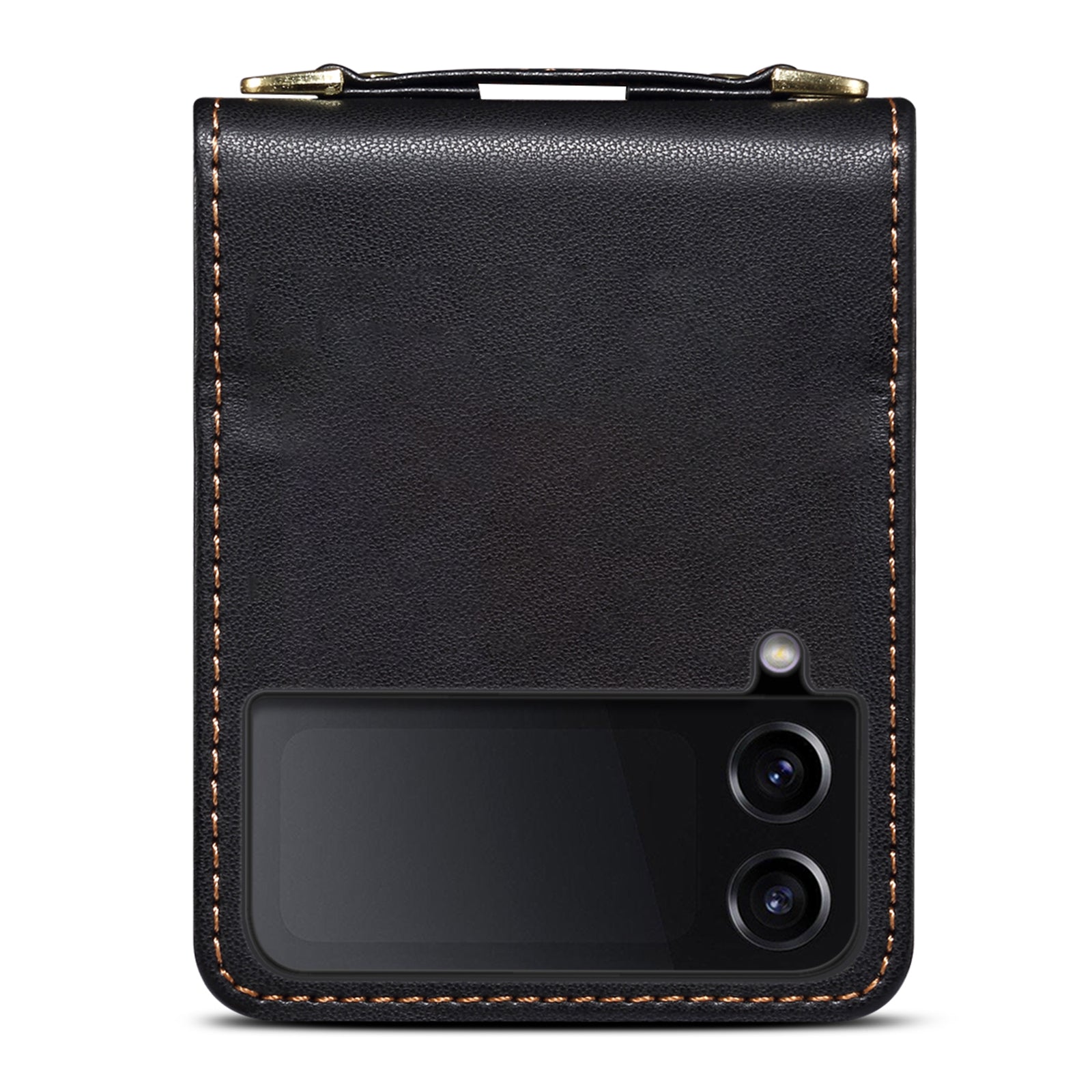 For Samsung Galaxy Z Flip4 5G Phone Case PU Leather+PC Phone Cover with Strap