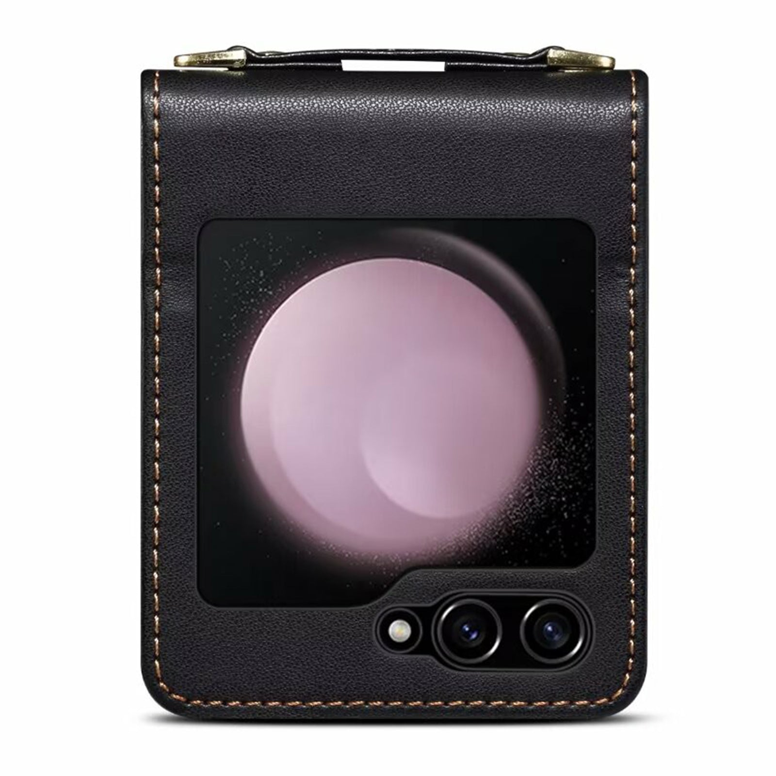 For Samsung Galaxy Z Flip5 5G Case PU Leather+PC Phone Protective Cover with Strap