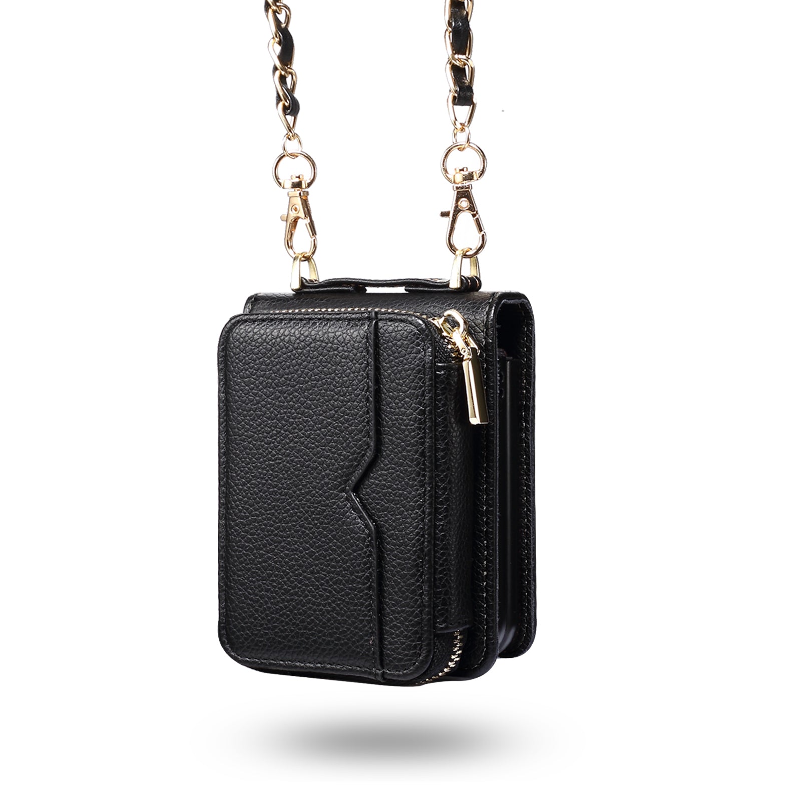 For Samsung Galaxy Z Flip4 5G Case Multi-card Slot PU Leather+PC Phone Protector with Strap