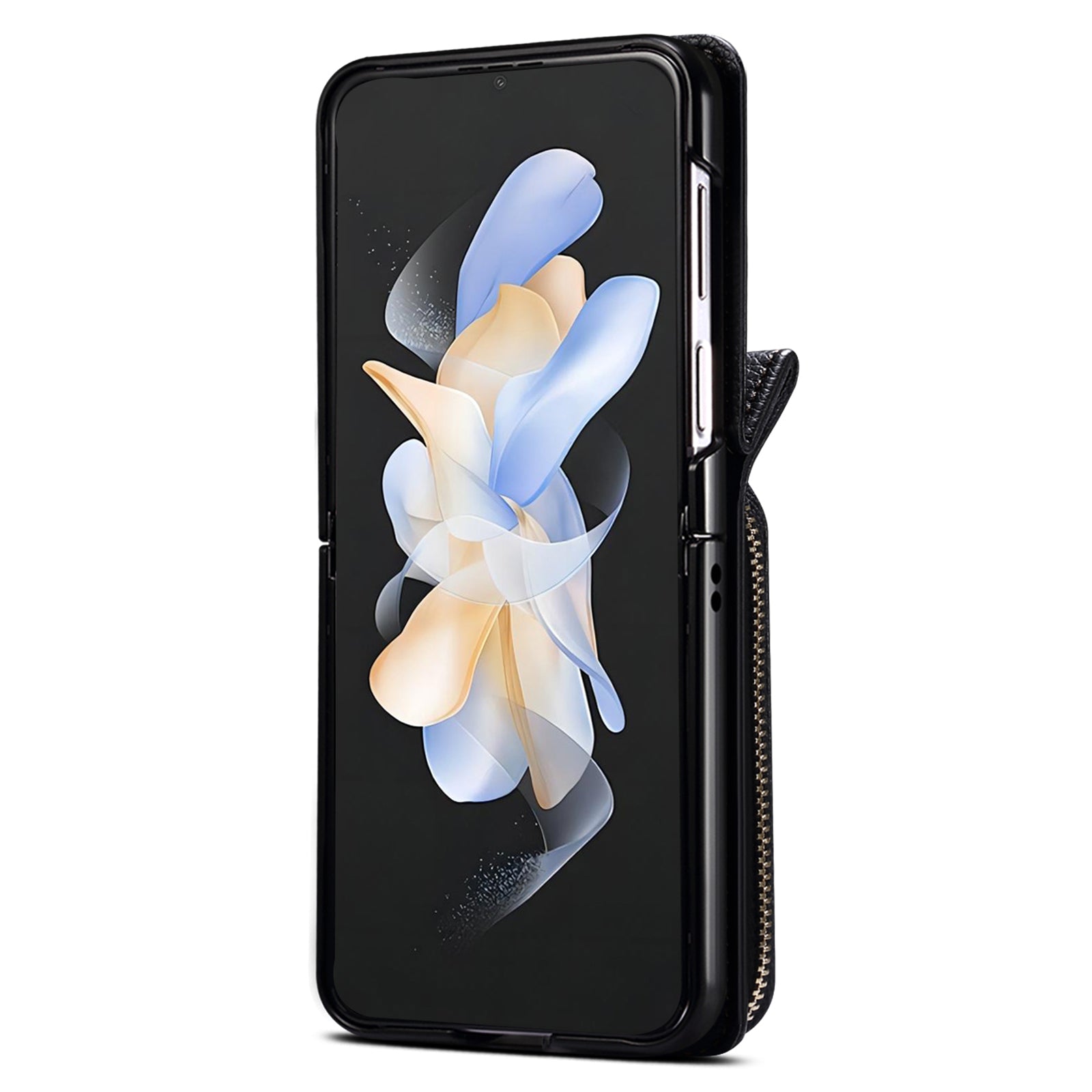 For Samsung Galaxy Z Flip3 5G Cover PU Leather+PC Phone Protective Case Card Holder with Strap