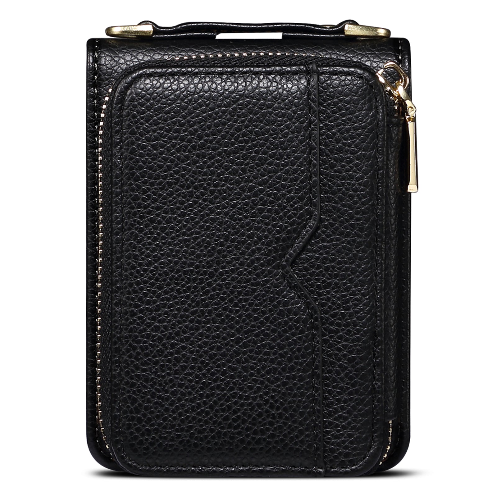 For Samsung Galaxy Z Flip3 5G Cover PU Leather+PC Phone Protective Case Card Holder with Strap