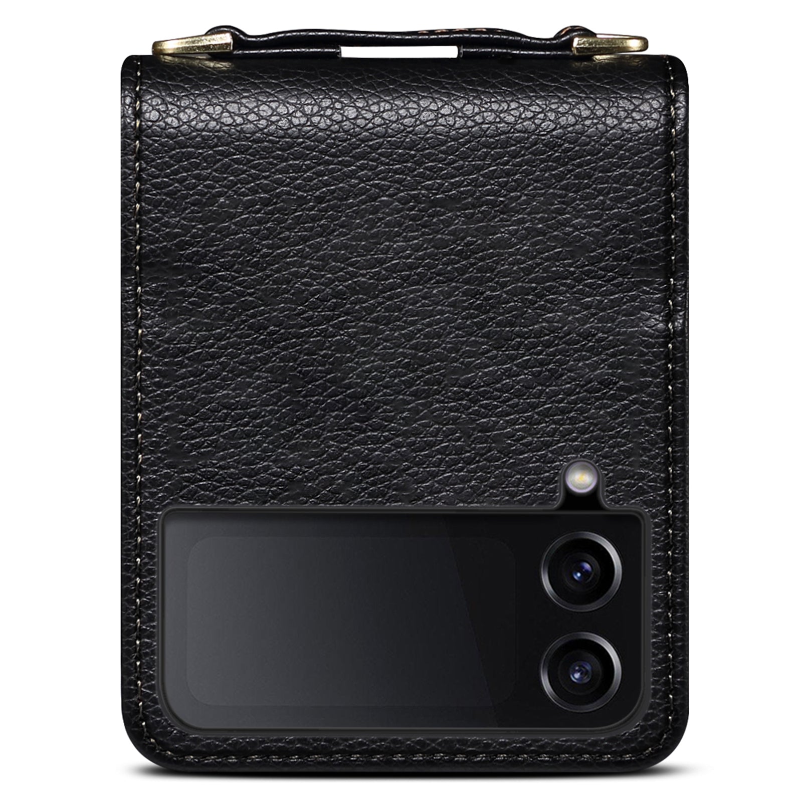 For Samsung Galaxy Z Flip3 5G Cover PU Leather+PC Phone Protective Case Card Holder with Strap