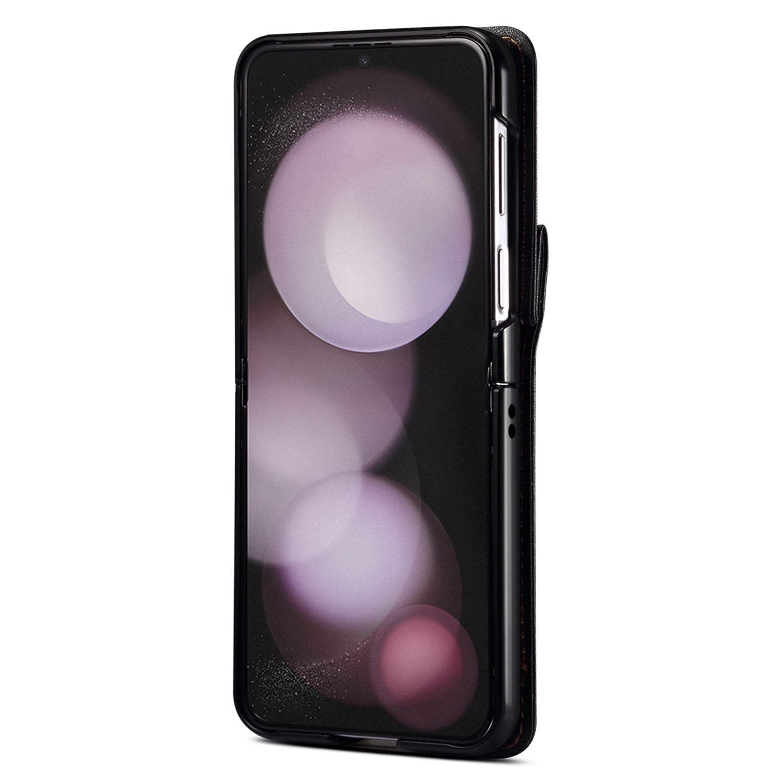 For Samsung Galaxy Z Flip5 5G Phone Case PU Leather+PC Phone Shell Card Holder with Strap