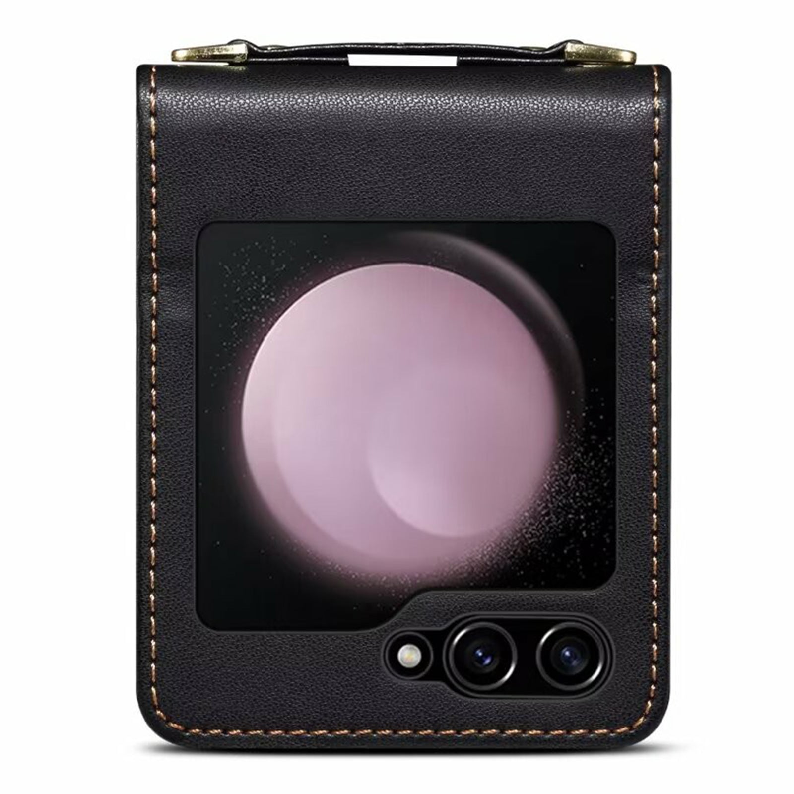 For Samsung Galaxy Z Flip5 5G Phone Case PU Leather+PC Phone Shell Card Holder with Strap