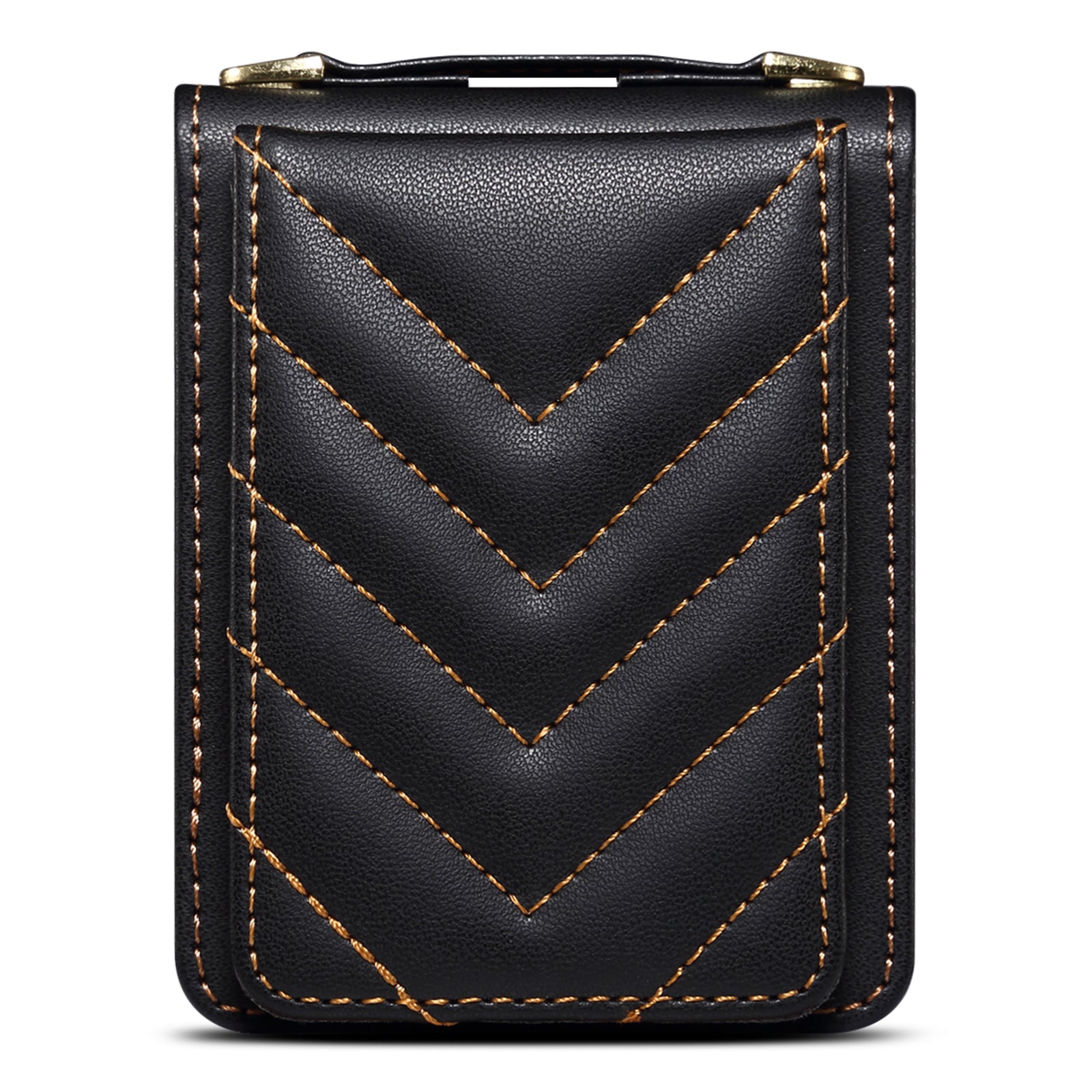 For Samsung Galaxy Z Flip5 5G Phone Case PU Leather+PC Phone Shell Card Holder with Strap