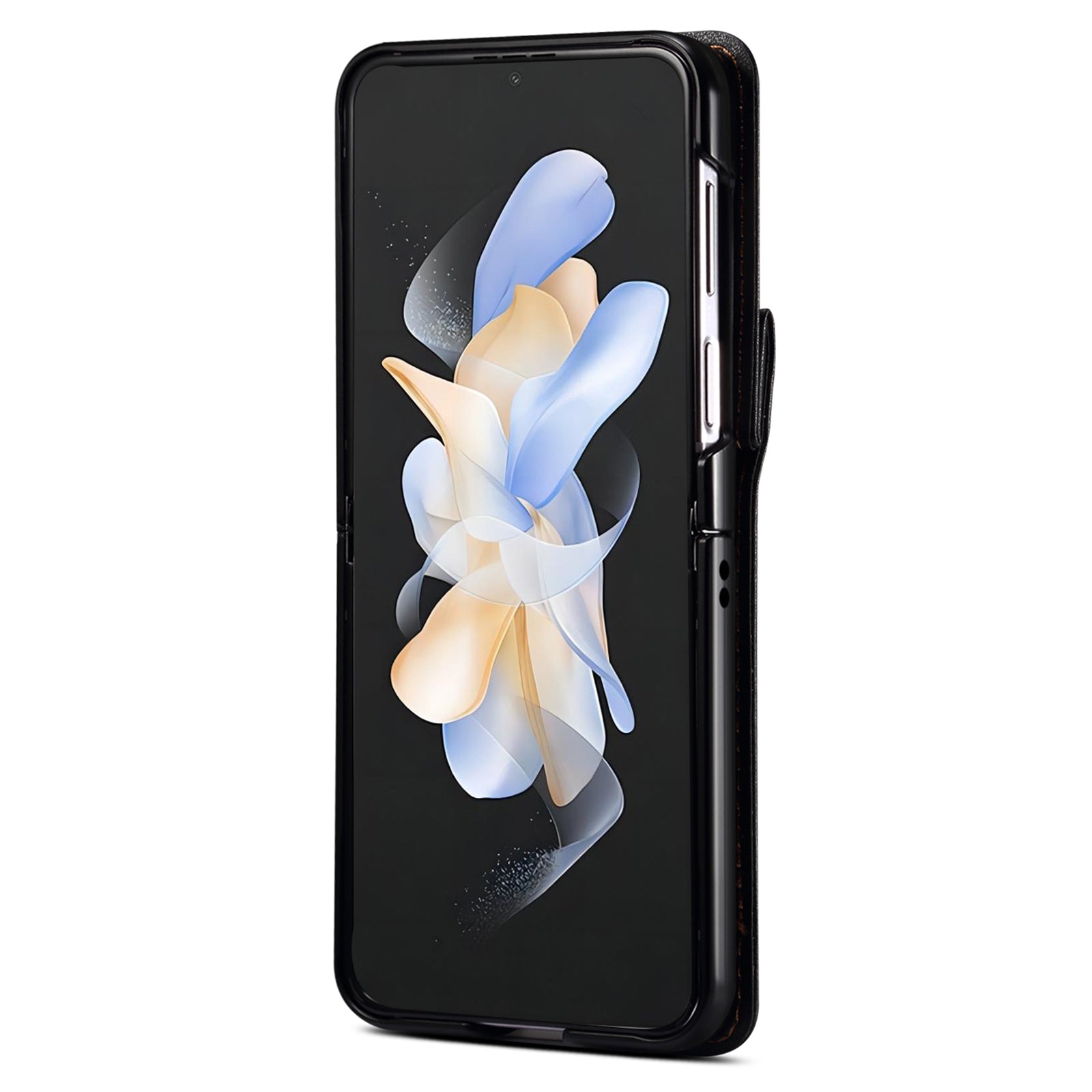 For Samsung Galaxy Z Flip4 5G Case PU Leather+PC Phone Cover Protective Phone Shell with Strap
