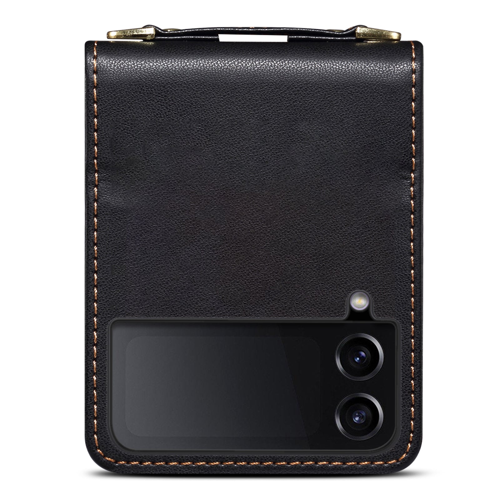 For Samsung Galaxy Z Flip4 5G Case PU Leather+PC Phone Cover Protective Phone Shell with Strap