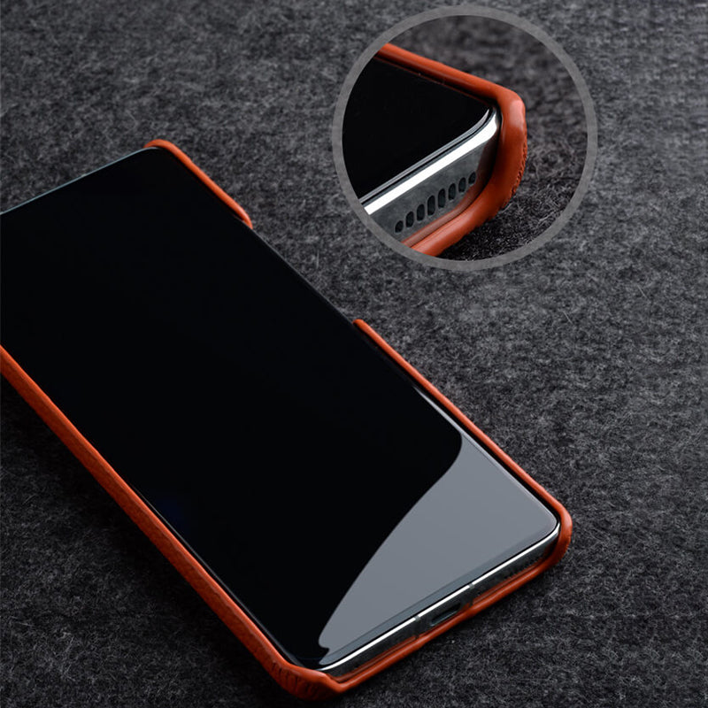 MELKCO Cellphone Case for Xiaomi 13 Pro 5G , Genuine Cow Leather Coated PC Anti-Drop Cover