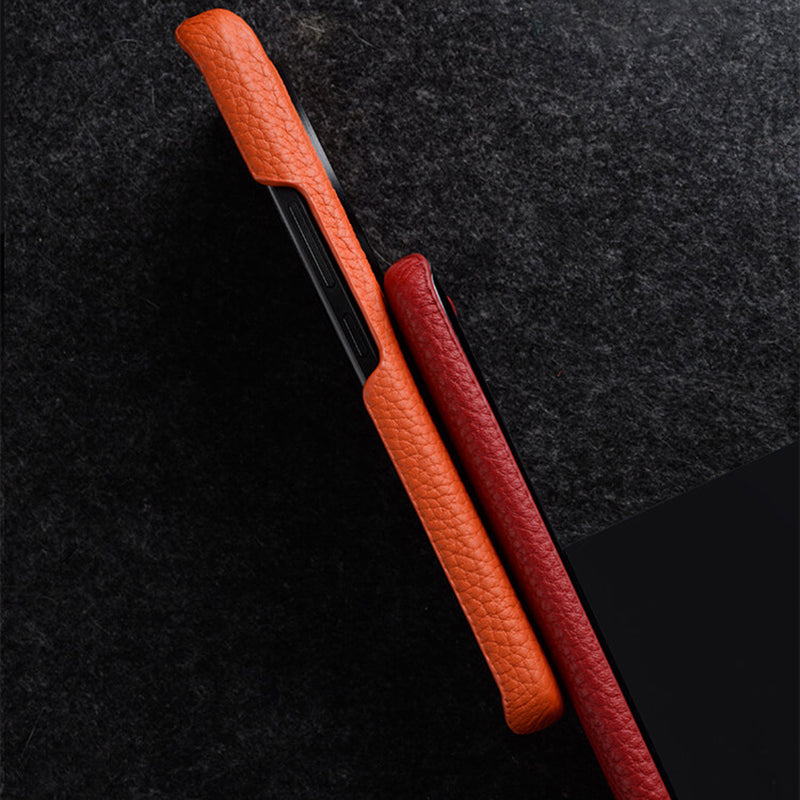 MELKCO Cellphone Case for Xiaomi 13 Pro 5G , Genuine Cow Leather Coated PC Anti-Drop Cover