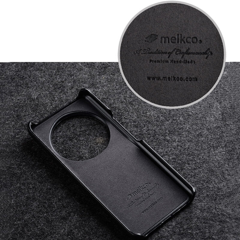 MELKCO Cellphone Case for Xiaomi 13 Pro 5G , Genuine Cow Leather Coated PC Anti-Drop Cover