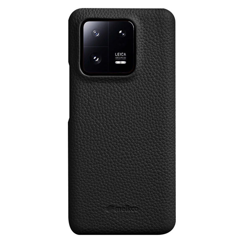MELKCO Cellphone Case for Xiaomi 13 Pro 5G , Genuine Cow Leather Coated PC Anti-Drop Cover