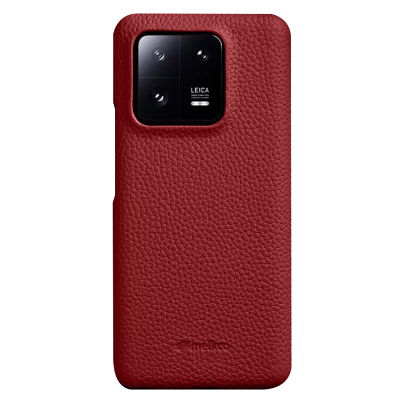 MELKCO Cellphone Case for Xiaomi 13 Pro 5G , Genuine Cow Leather Coated PC Anti-Drop Cover