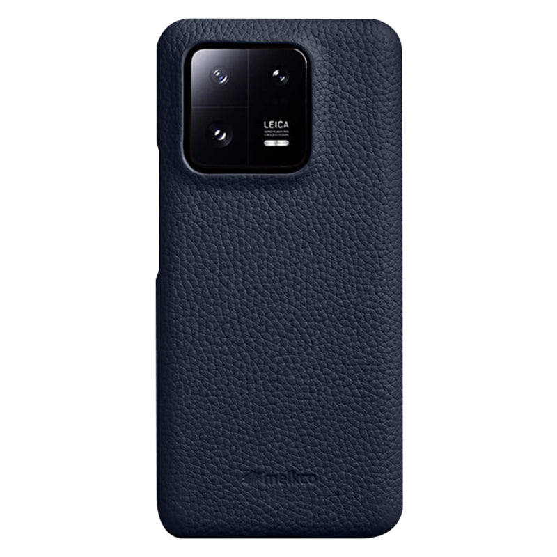 MELKCO Cellphone Case for Xiaomi 13 Pro 5G , Genuine Cow Leather Coated PC Anti-Drop Cover