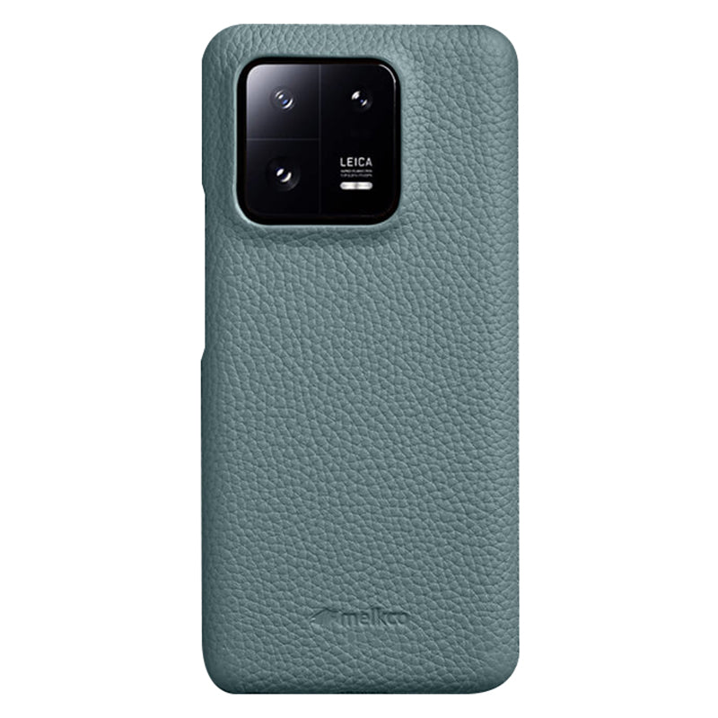 MELKCO Cellphone Case for Xiaomi 13 Pro 5G , Genuine Cow Leather Coated PC Anti-Drop Cover