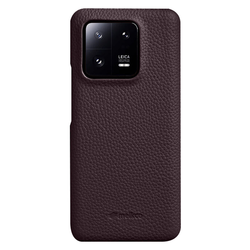 MELKCO Cellphone Case for Xiaomi 13 Pro 5G , Genuine Cow Leather Coated PC Anti-Drop Cover