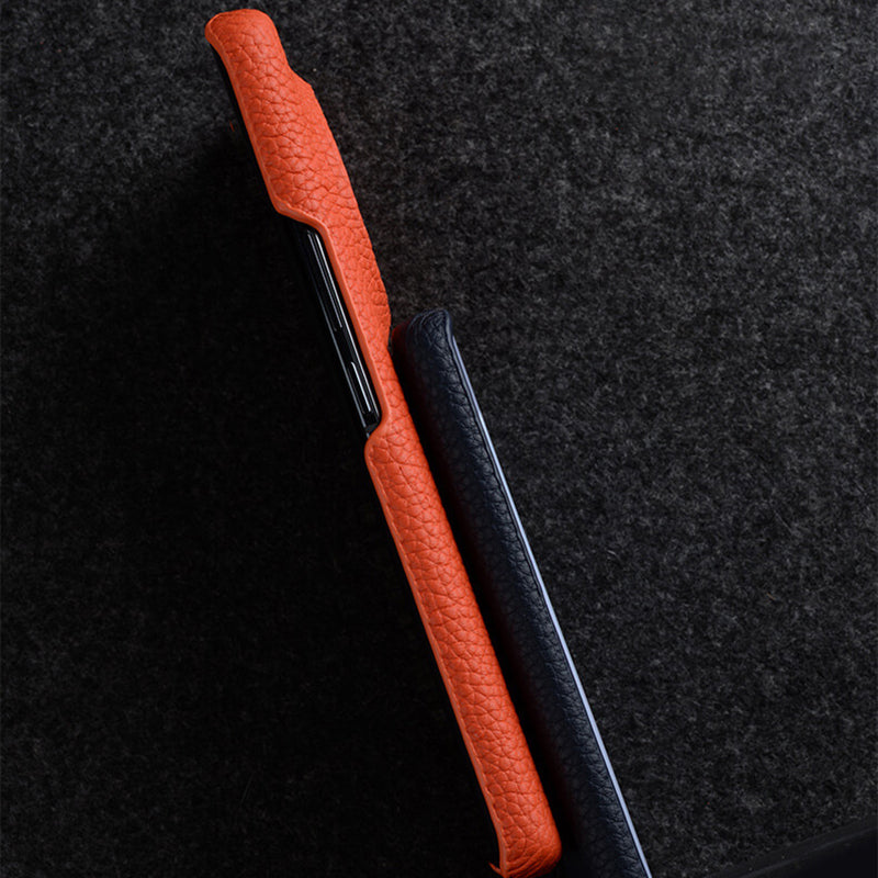 MELKCO Cellphone Case for vivo X90 5G Anti-shock Genuine Cow Leather Coated PC Cover