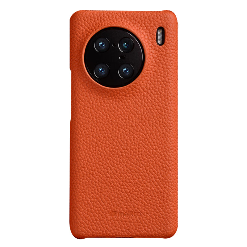 MELKCO For vivo X90 Pro 5G Incomplete Edge Shock-absorbing Phone Case Genuine Cow Leather Coated PC Cover