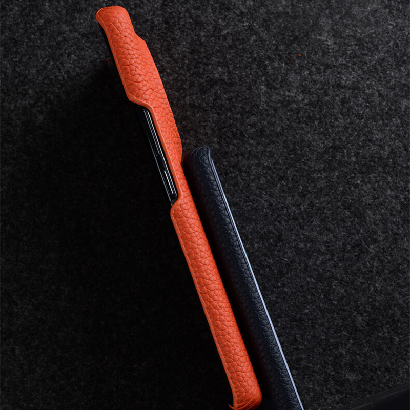 MELKCO For vivo X90 Pro 5G Incomplete Edge Shock-absorbing Phone Case Genuine Cow Leather Coated PC Cover