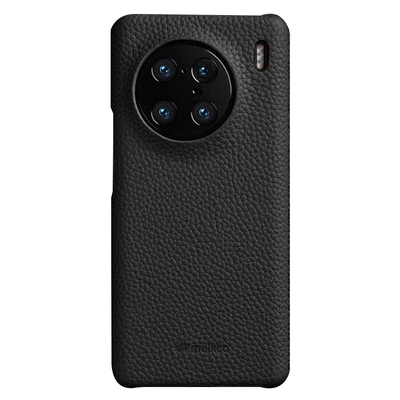 MELKCO For vivo X90 Pro 5G Incomplete Edge Shock-absorbing Phone Case Genuine Cow Leather Coated PC Cover